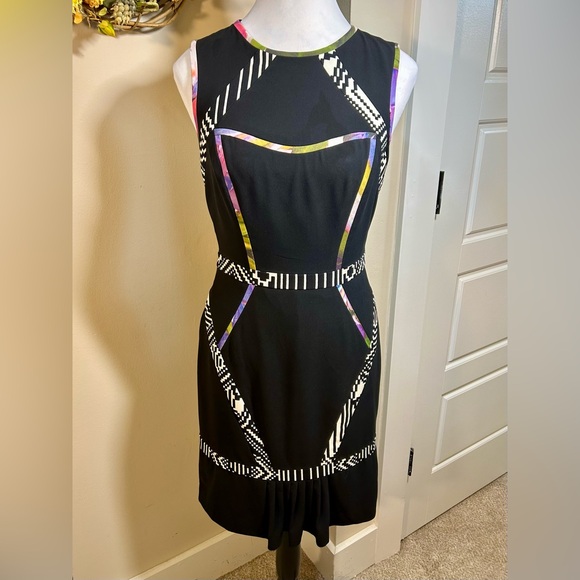 NICOLE MILER Atelier Silk Pleated Front Hem Blend Sleeveless Sheath Dress Size 4 - Picture 2 of 12